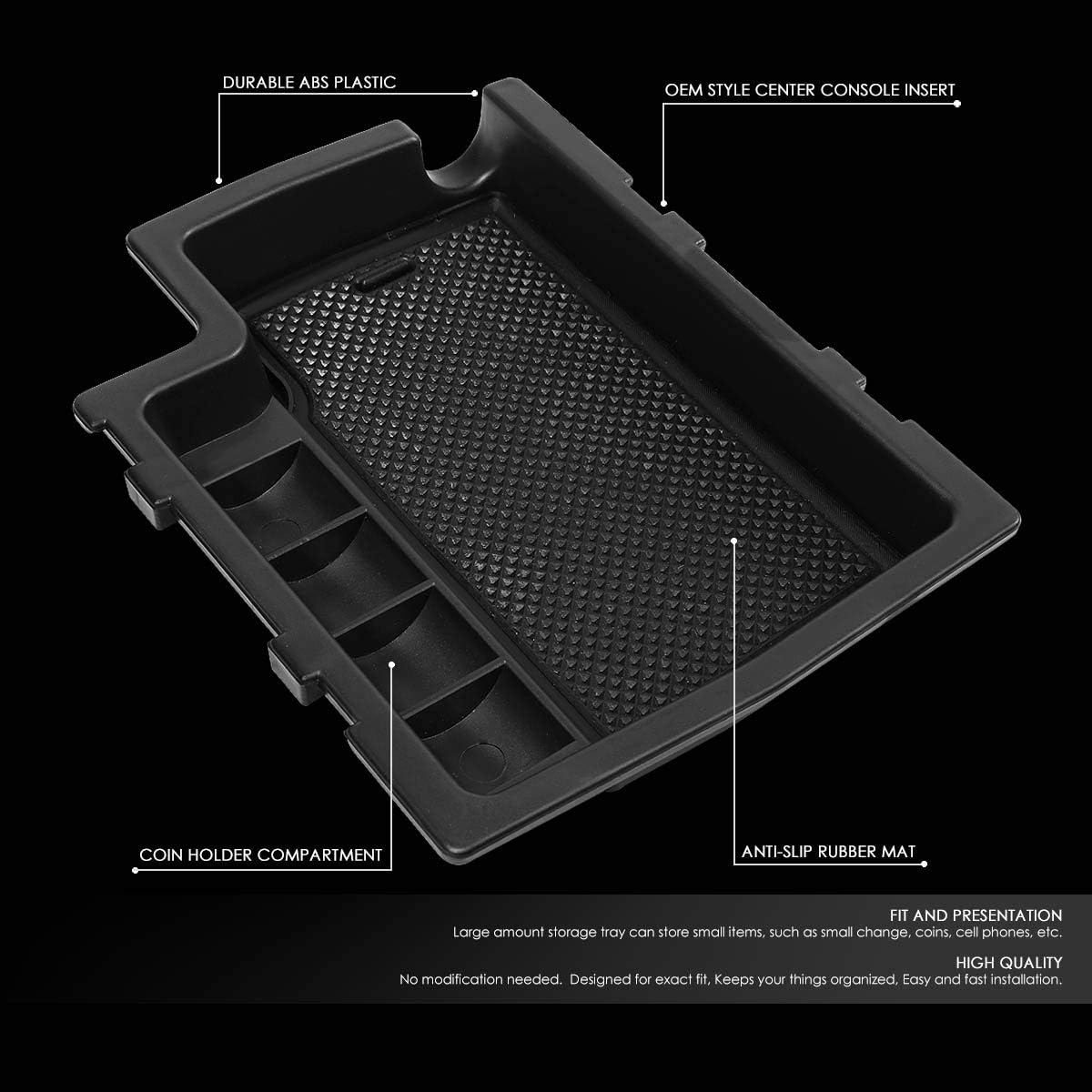 DNA MOTORING ZTL-Y-0022 Center Console Armrest Organizer Tray (for 13-17 Subaru Crosstrek), 1 Pack,Black