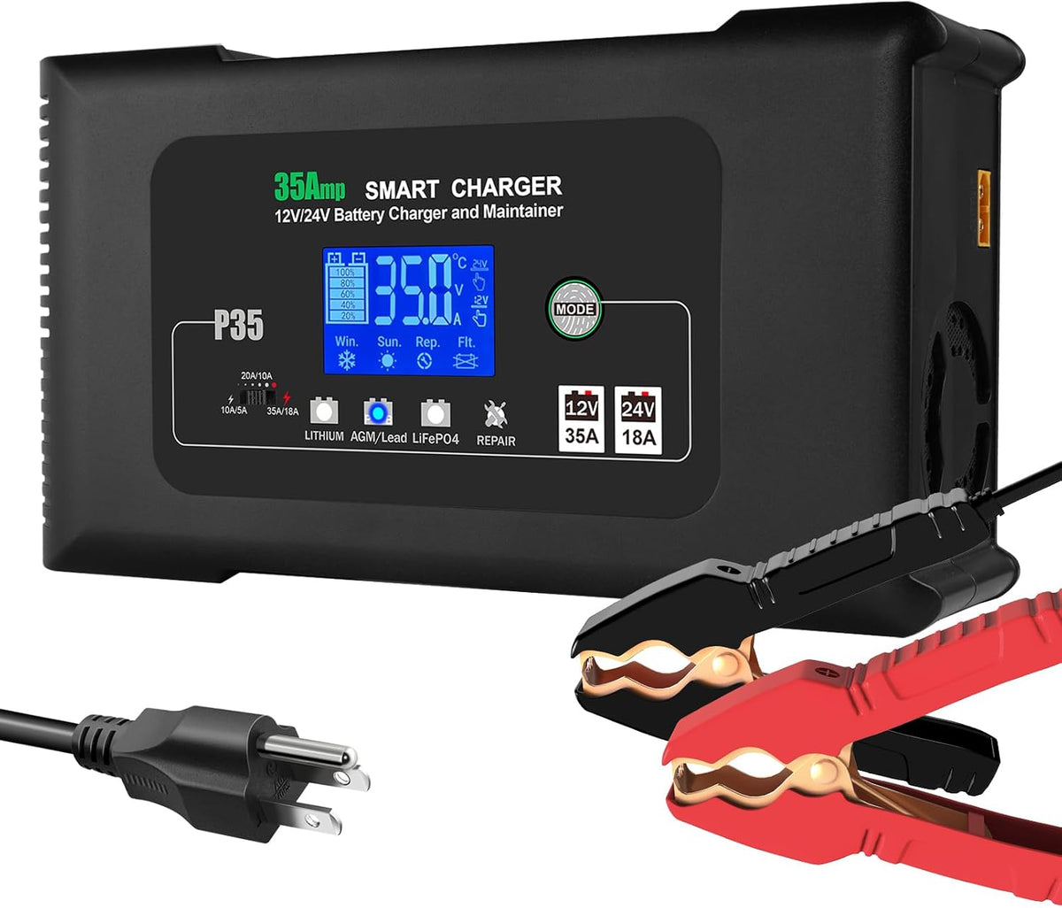 20A Car Battery Charger, 12/24V Smart Trickle Charger & Maintainer