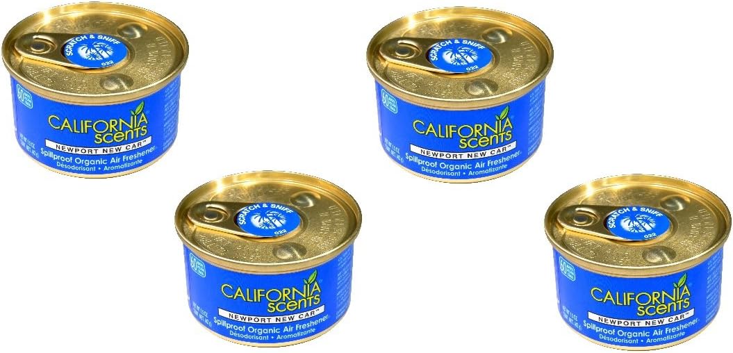 California Scents Spillproof Organic Air Freshener, Newport New Car, 1.5 Ounce Canister (Pack of 4)