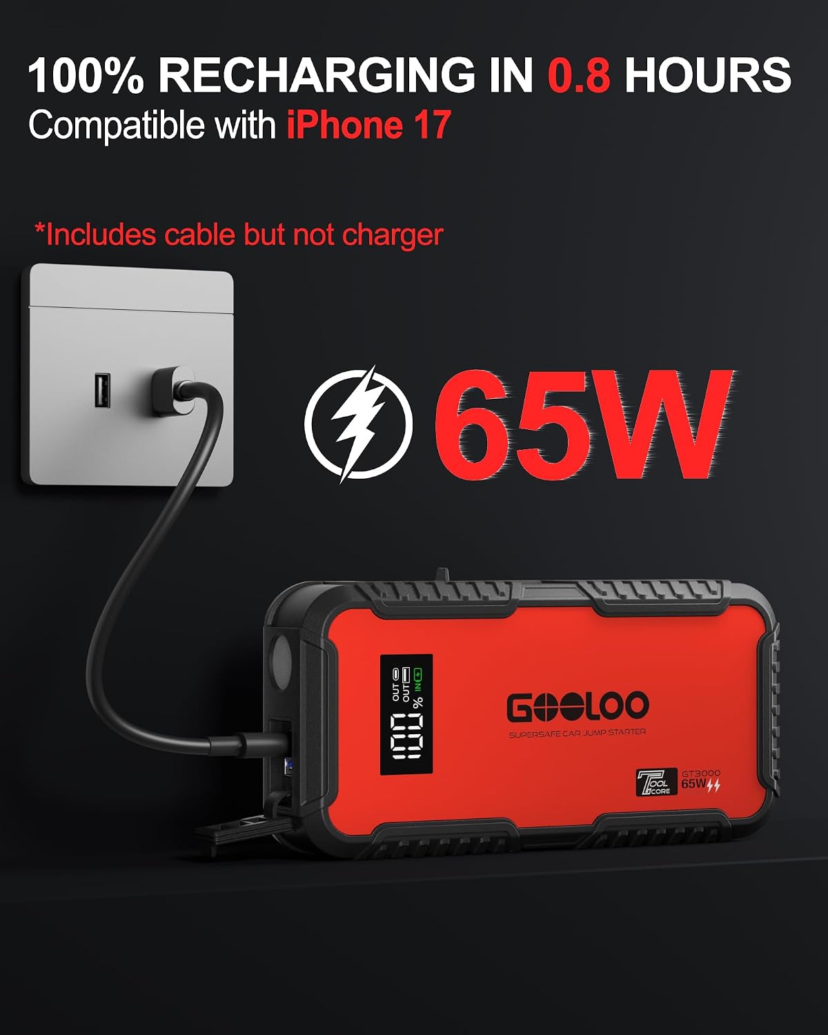 GOOLOO GT3000 Jump Starter - 12V 3000A Battery Jumper Starter Portable