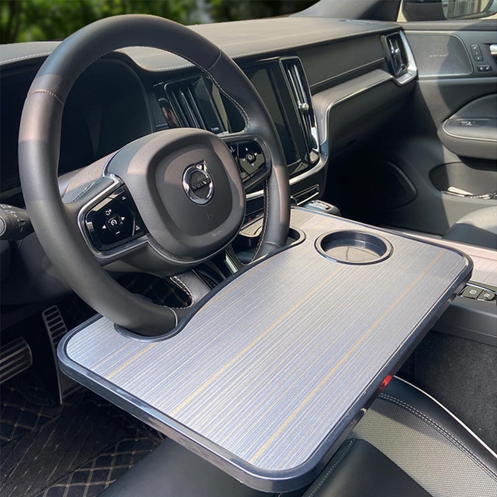 Car Desk for Laptop, 16" Steering Wheel Tray for Car, Brown