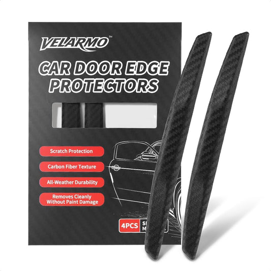 4PCS Car Door Edge Guards 3D Carbon Fiber Scratch Protector Black