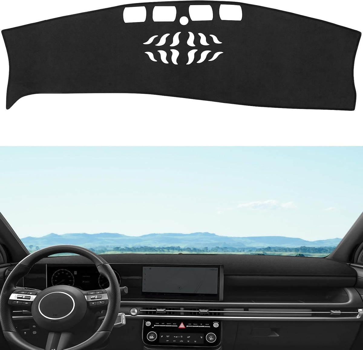 Dash Cover Compatible with Hyundai 2025 2026 Tucson Accessories Flannel Dashboard Cover Dash Mat Center Console Cover Sunshield Protector Pad