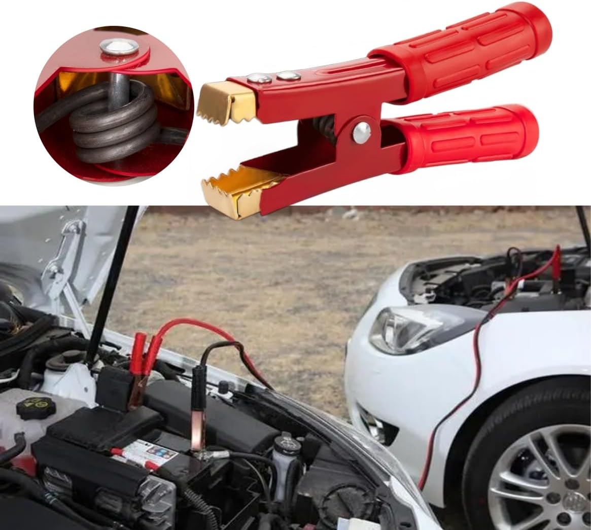 4Pcs Jumper Cable Clamps Heavy Duty Pure Copper Alligator Clips, 12V 500-1000A Car Battery Charger Clamps Crocodile Clips Jumper Cable Ends for All Kinds of Cars and Boats