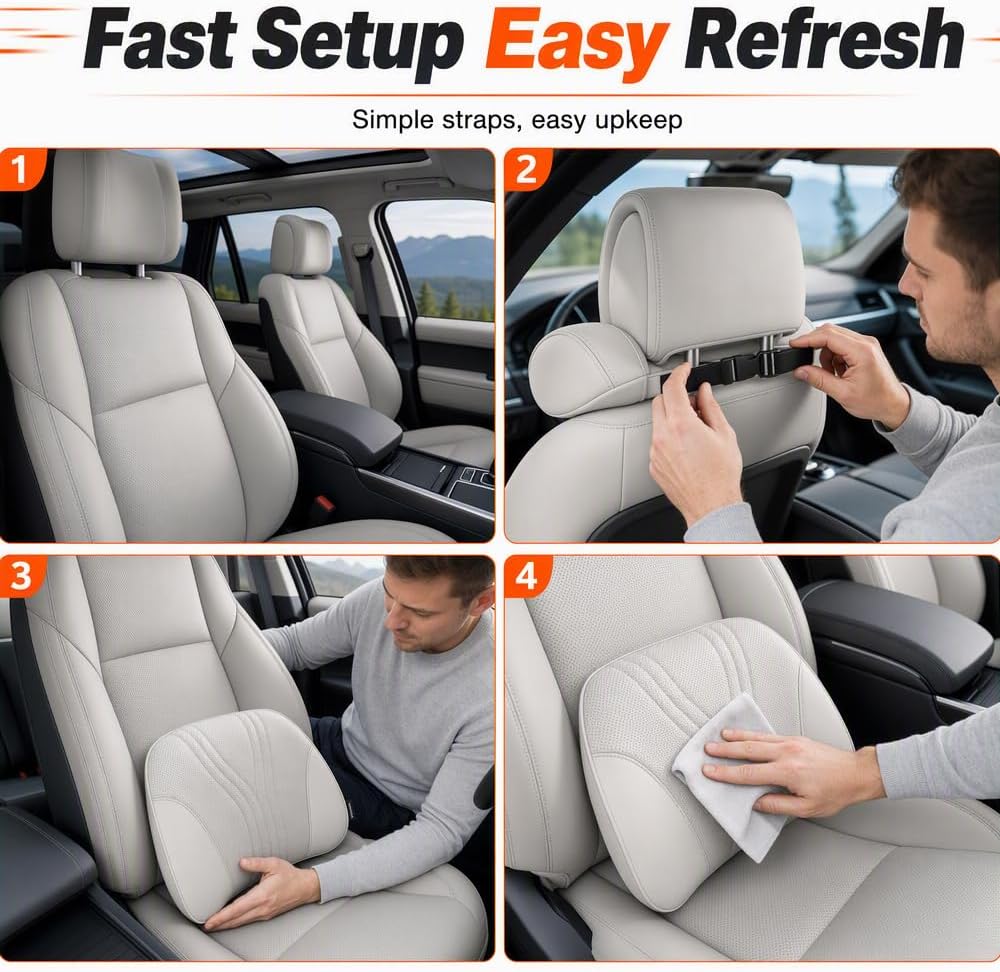 Universal Memory Foam Car Lumbar Support Pillow (Orange)