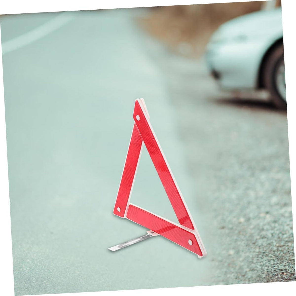 2 Pack Foldable Warning Triangles, Red Plastic Roadside Safety Signs