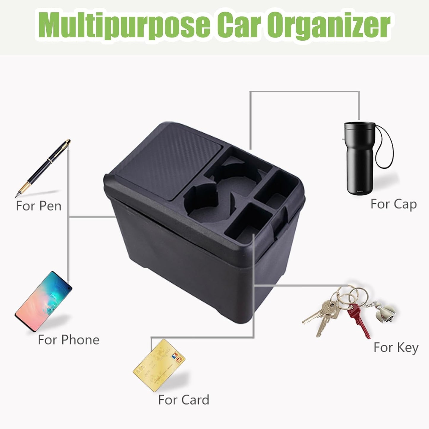 Multifunctional Car Trash Can with Mini Cup Holder, Spacious Backseat Floor Organizer Leak-Proof Vehicle Trash Can Bin Waste Container with Lip, Car Storage Box Suitable for Cars, Truck, SUV