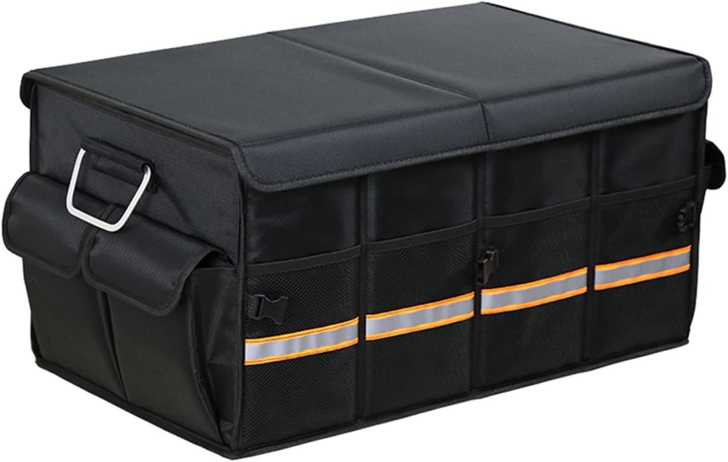 Tianle Car Trunk Organizer - Collapsible Trunk Organizer with Foldable Cover Aluminium Alloy Handle Reflective Strip for Auto, SUV, Truck, Minivan (S Black)