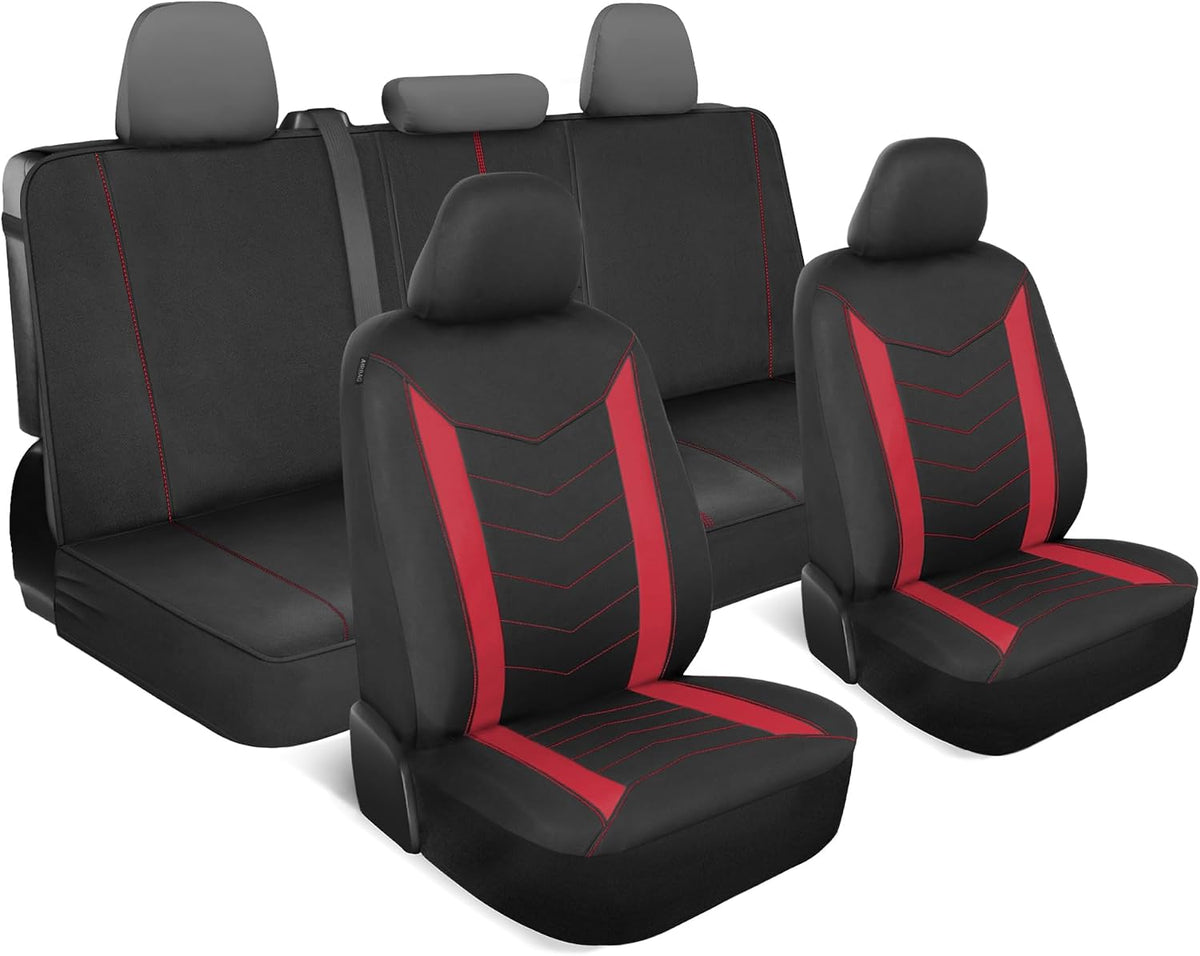 Motor Trend SpillGuard Waterproof Rear Split Bench Seat Covers for Trucks Rear Seat Cover Only - Black Car Seat Covers, Back Seat Covers Only - Durable Neoprene Spill Resistant for Kids & Dogs