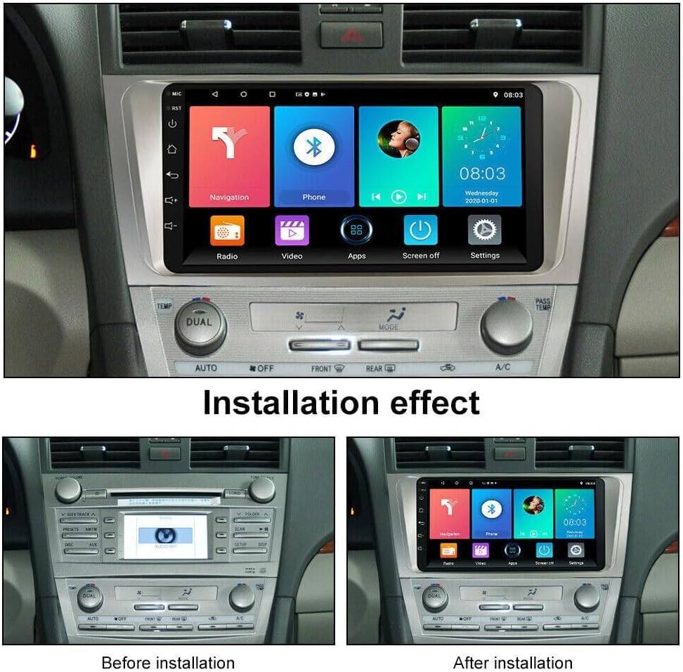 Car Stereo 2-Din Digital Media Receiver for Toyota Camry 2007-2011, Car Audio Receivers with CarPlay Android Auto 9 Inch Touchscreen Bluetooth FM Radio with Back Camera GPS 2+64G