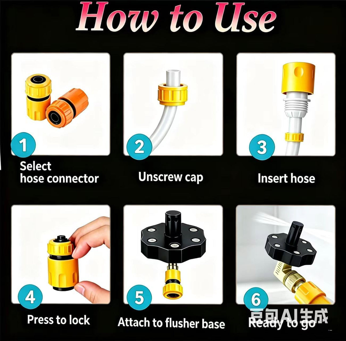Magnetic Chassis Flusher Kit, Truck Frame Flusher for Undercarriage Cleaning, Car Chassis Washer Flusher Tool for Garden Hose