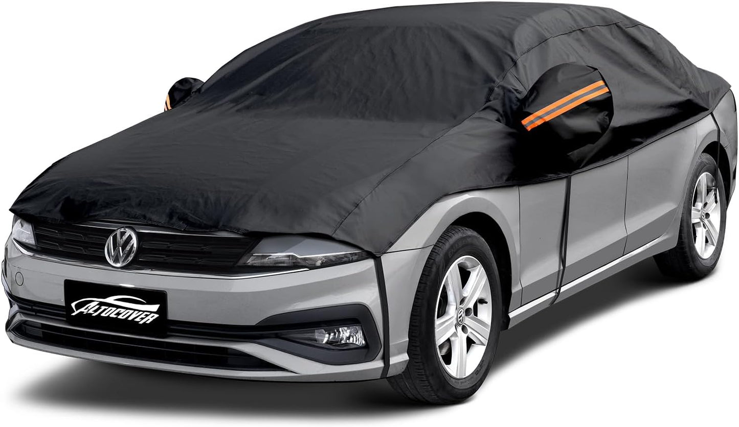 Car Cover Top Only for Sedan/Coupe, Partial Snow Cover with Cotton Liner, Windshield Cover Waterproof All Weather for Snow, Sun,Rain,Dust,Fit Sedan M