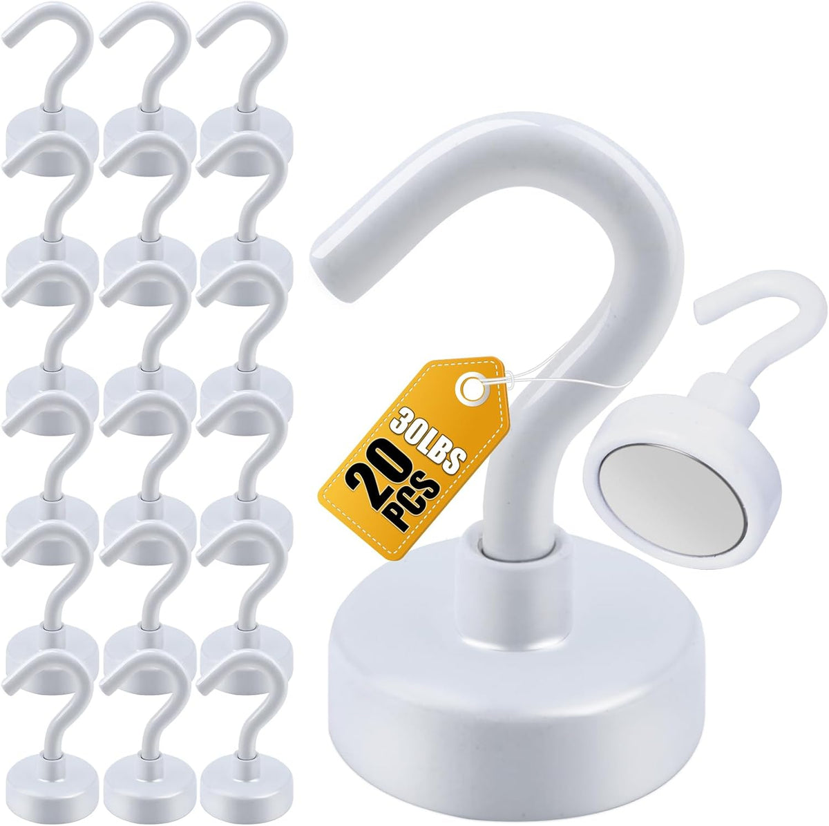 DIYMAG Magnetic Hooks 20pcs 30lbs+ Cruise Essentials 2026 Magnet Hook White