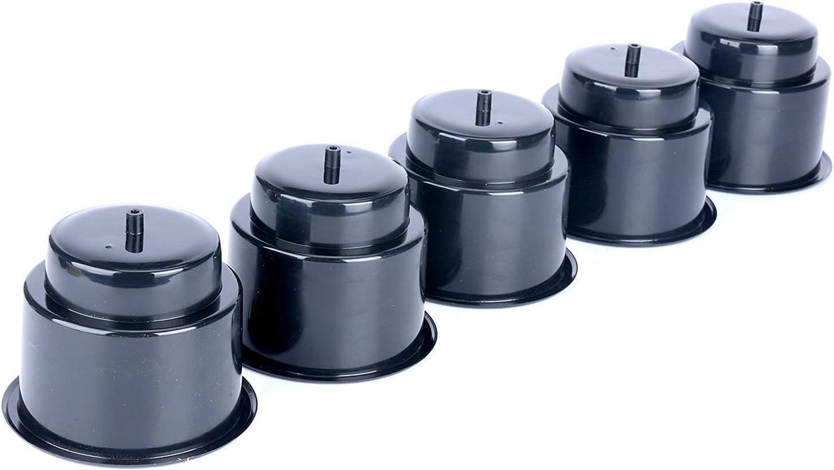 (Set of 5) Amarine-Made Black Recessed Drop in Plastic Cup Drink Can Holder with Drain for Boat Car Marine Rv - Black