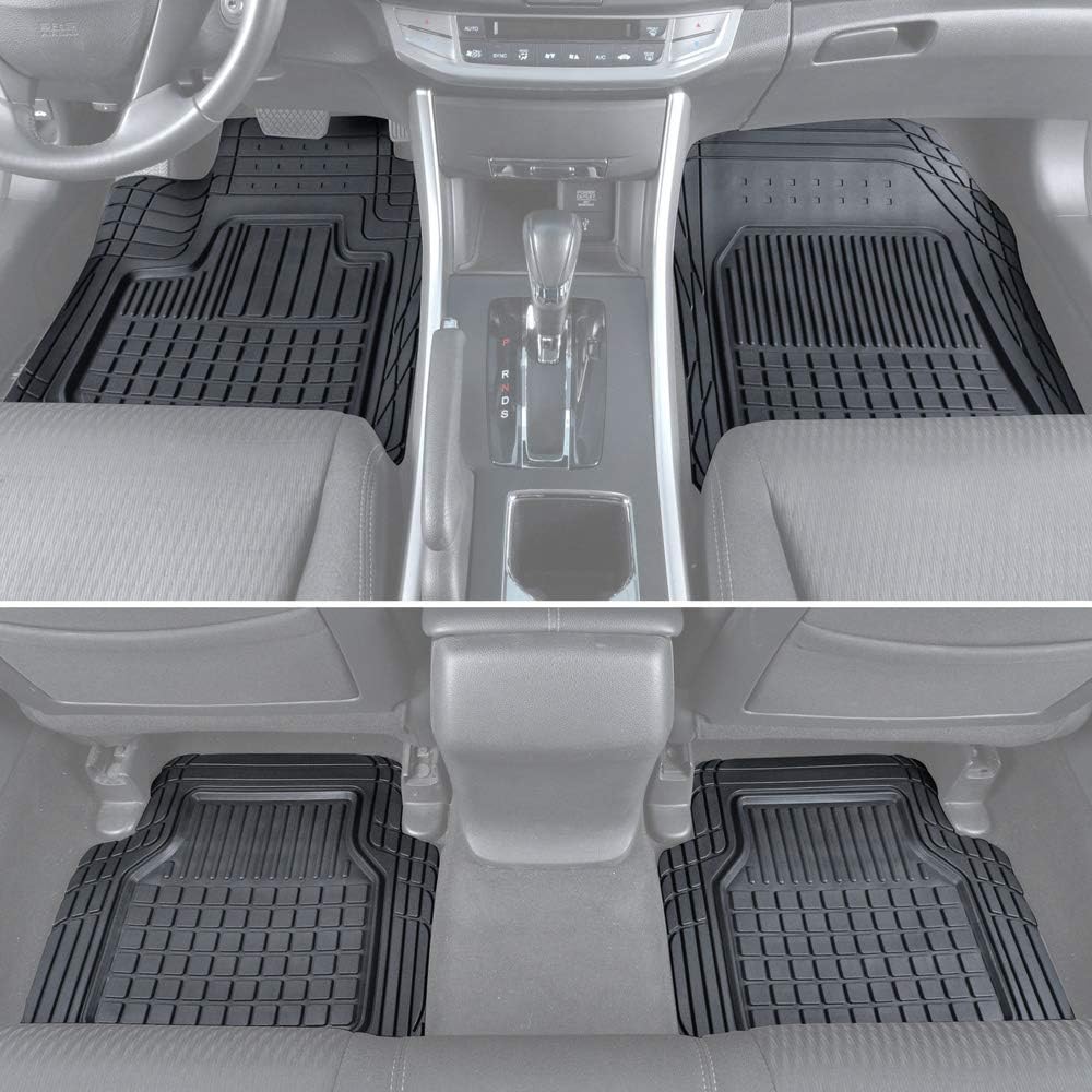 Motor Trend Flextough Semi-Custom Fit Car Floor Mats for Coupe Sedan Van SUV & Truck - Odorless Heavy Duty Rubber Floor Liners 4 Pieces Set - Trimmable (Black) (MT180)