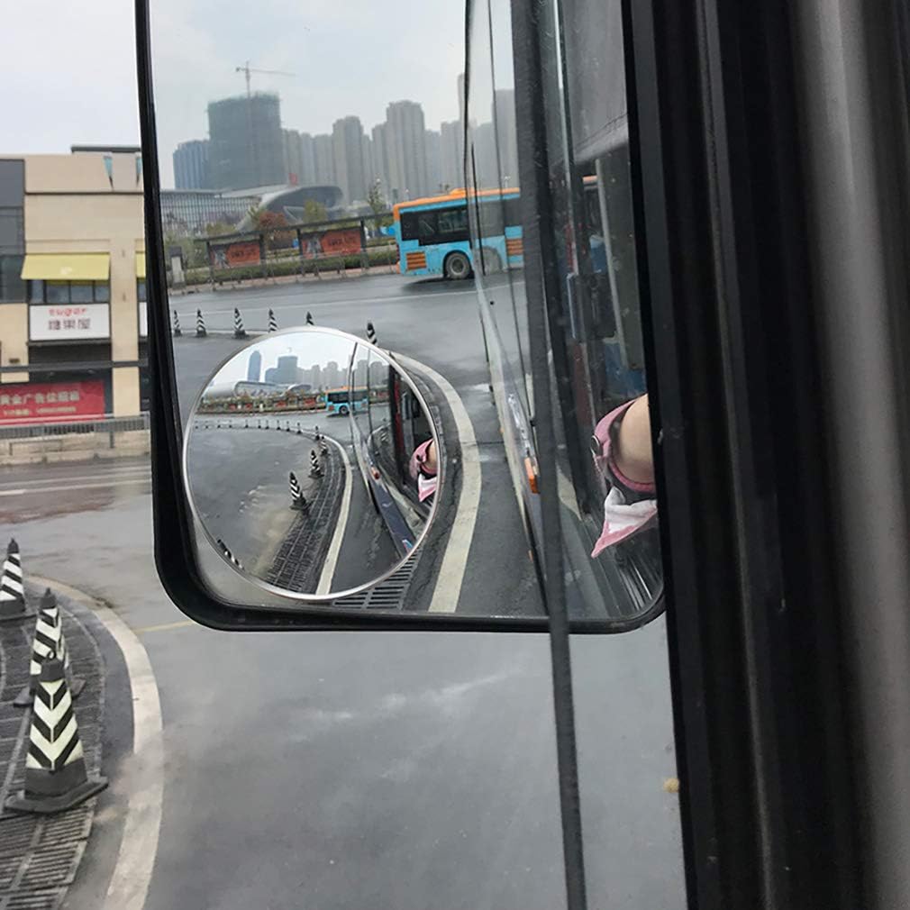 2PCS Large Stick-on Convex Blind Spot Mirror, 3.75" HD Glass Big Round Convex Rear View Mirror, Strong Adhesive for Car, Van, SUV and Trucks (3-3/4"(95mm), Frameless)