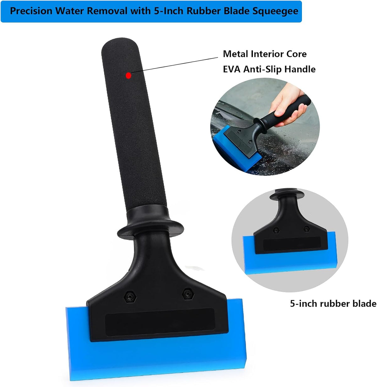 EHDIS Window Tint Tools Kit Professional Window Tint Squeegee Set with 8 Inch Silicone Squeegee,Mini Quarter Squeegee,Triangle Contour Tint Squeegee for Windshield & Rear Glass Tinting and Cleaning