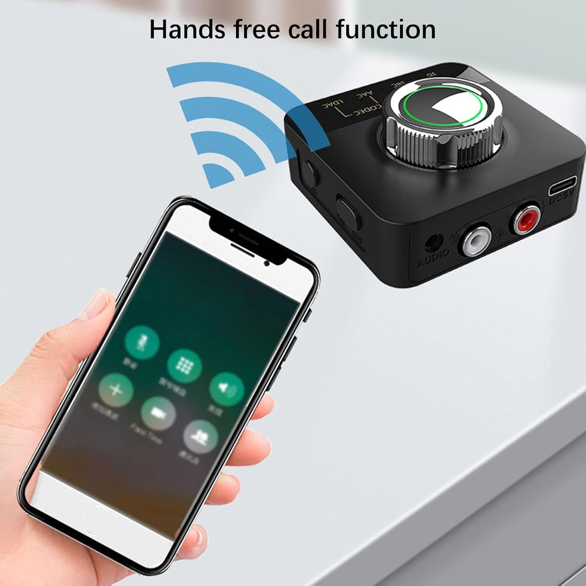 Bluetooth AUX Adapter, Wireless Audio Adapter, with 3D Sound Functi and LED Status Light, Bluetooth 5.0 Support Hands Freely Calling Functi and Voice Wake Up Functi for Car Use