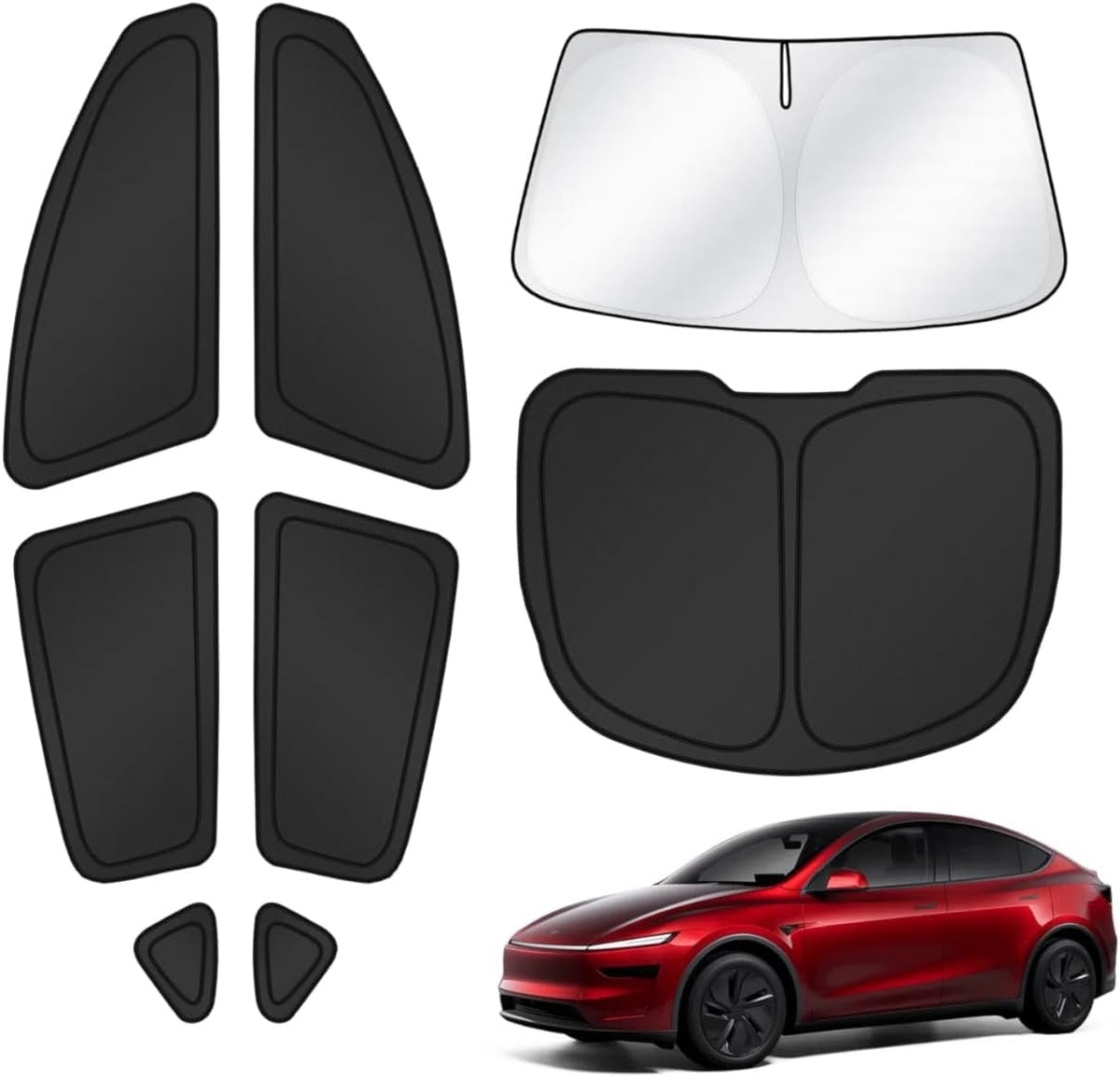 T TGBROS Window Shades for Tesla Model Y Juniper 2025 2026 Windshield Side Rear Window Full Set Blackout Privacy Sunshades for Model Y Accessories Foldable Black Out Window Cover 8PCS