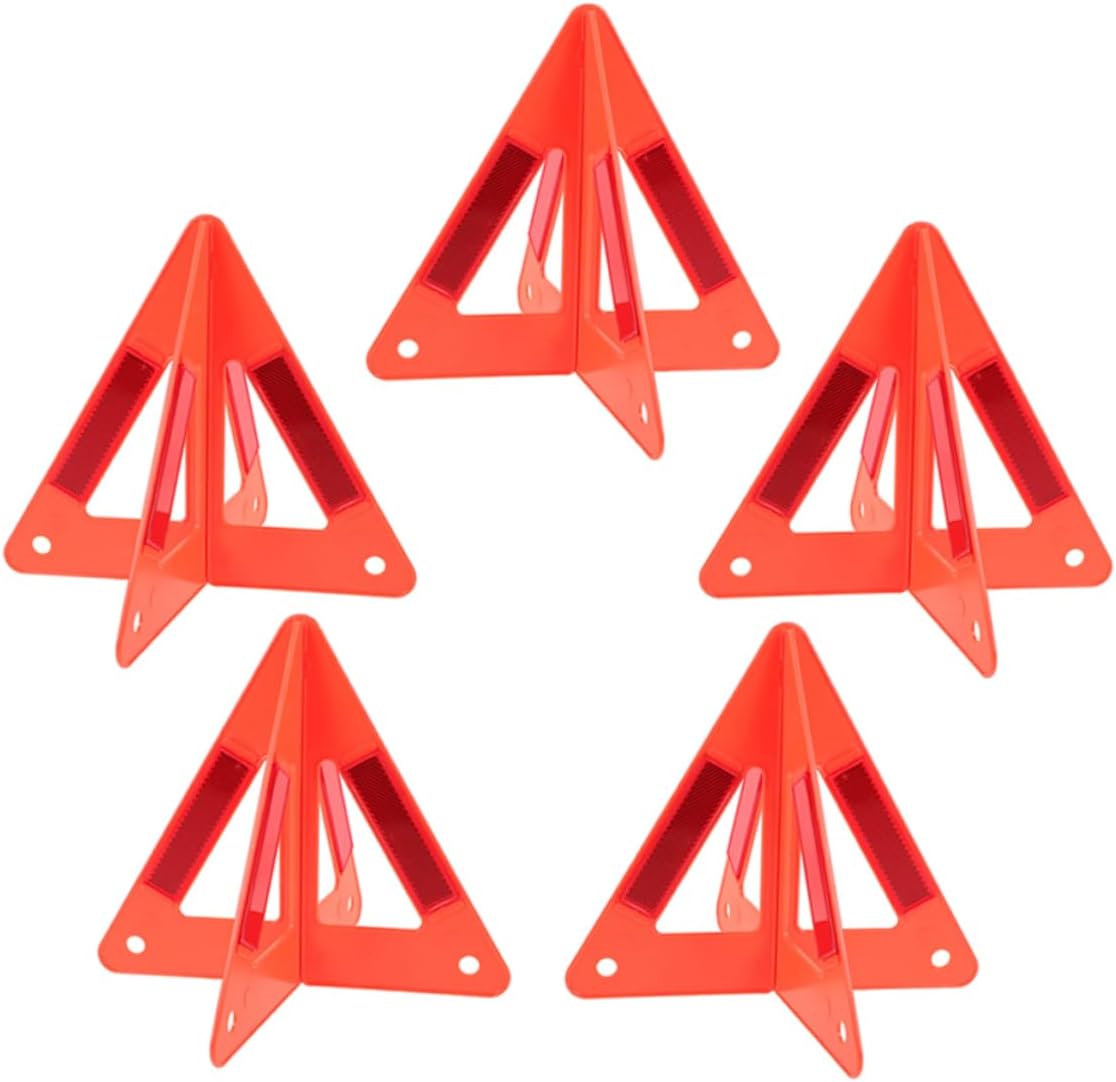5pcs Red Plastic Emergency Road Triangle Warning Signs for Vehicles