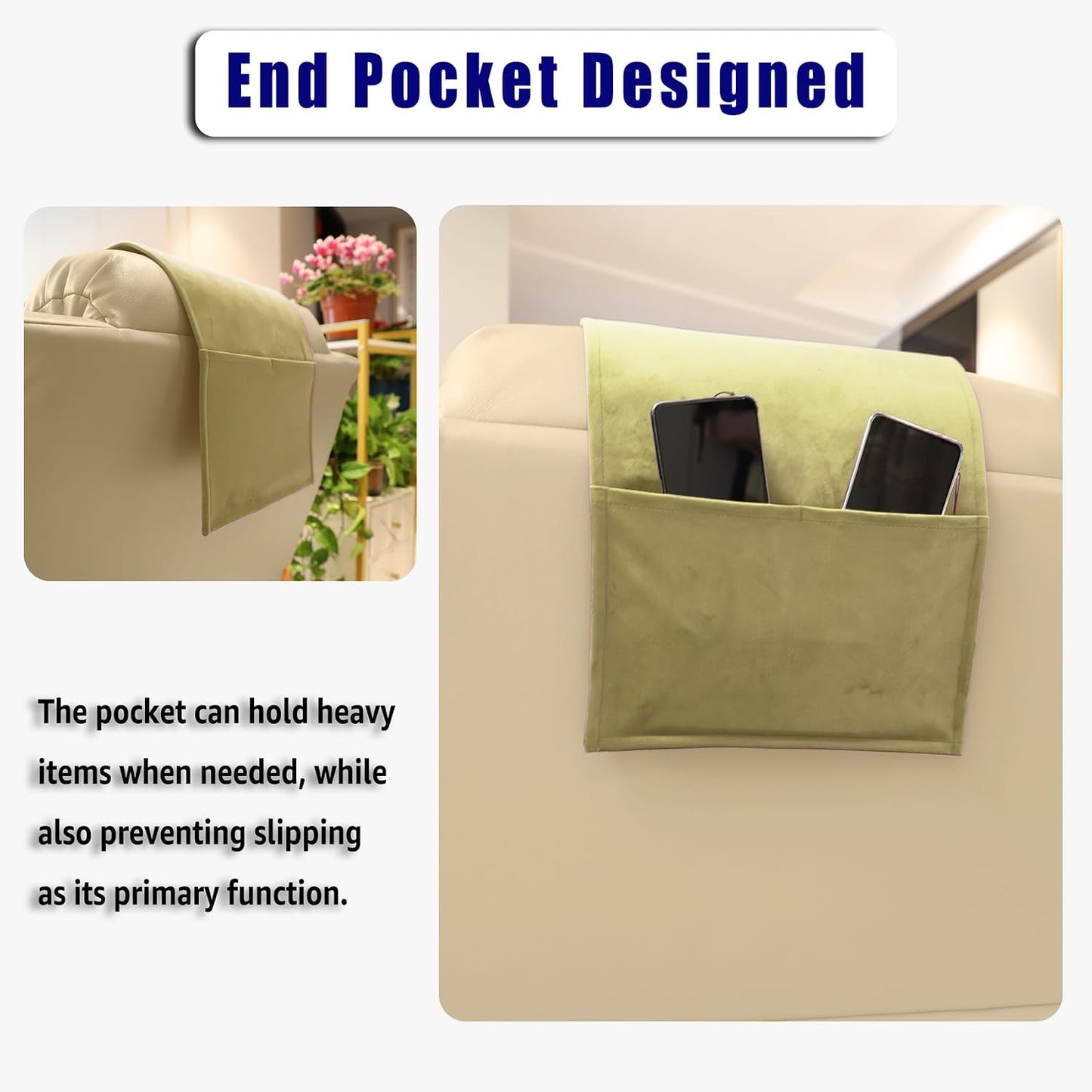 Non-Slip Head Pillow for Recliners - Neck Support Cushion with Velvet Cover for Pain Relief at Home, Office and Travel (Beige)