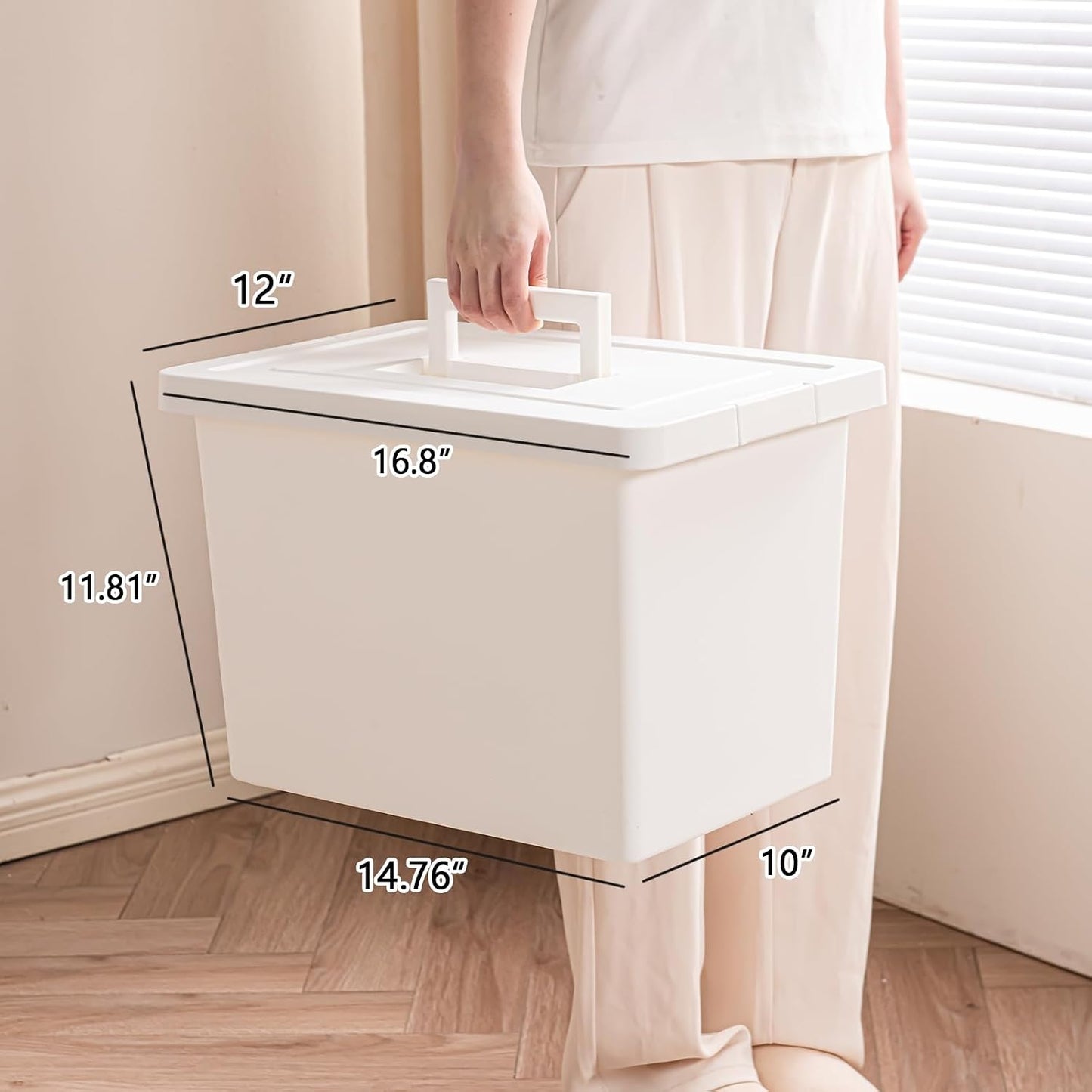 27 Quart Stackable Storage Bins with Lids - 4-Pack White 4XL Plastic Boxes with Handles, Dustproof & Insect-Proof Containers for Home, Kitchen, Office, Snacks, Toys, Tools & Books (white, 4XL)