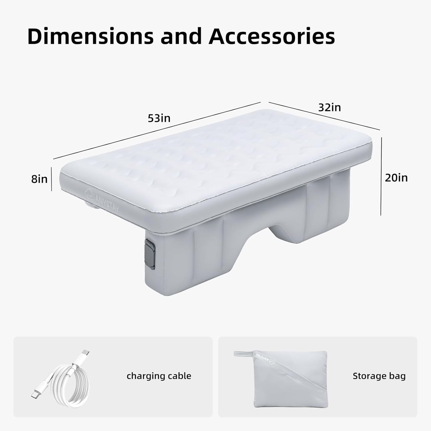 Car Back Seat Air Mattress - Universal Fit SUV/Sedan, Inflatable Camping Mattress with Built-in Pump & Air Support Column, Portable True Flat Gap-Filling Car Bed for Sleeping Roadtrip Travel