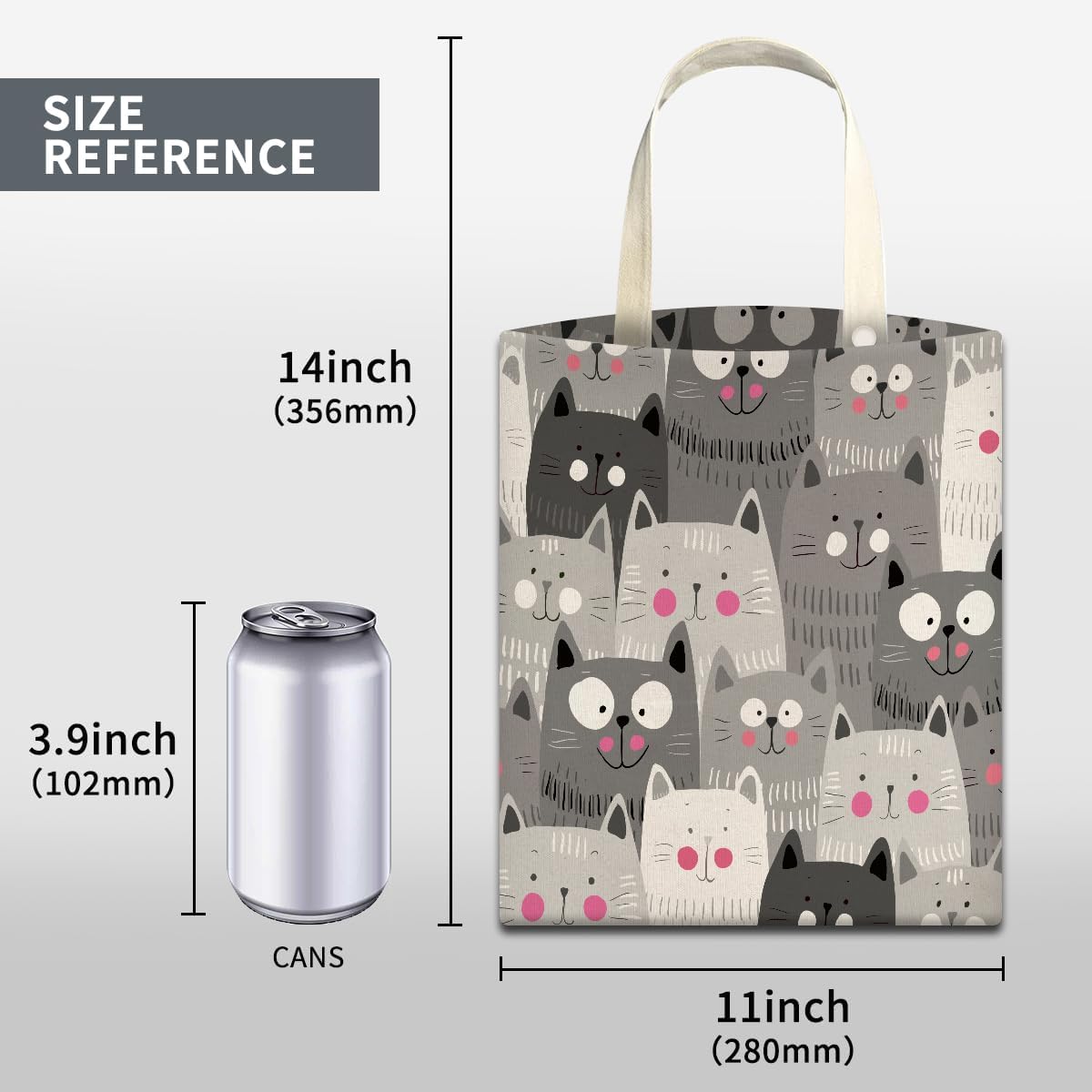 Cute Car Trash Bag, Hanging Car Organizer and Storage Bag, Trash Bin for Vehicle, Travelling, Camping - Cute Grey Cats