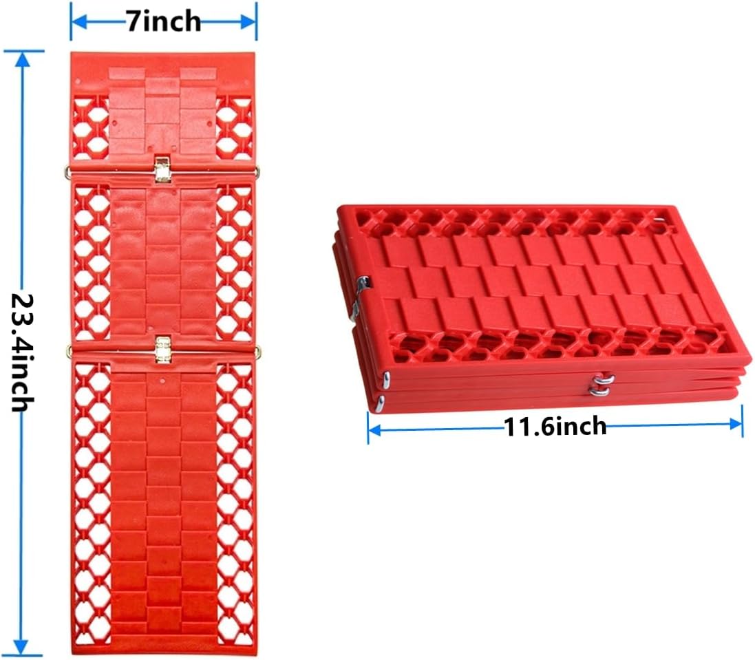 Foldable Emergency Tire Traction Pad, Car Escaper, Ideal to Unstuck Your Car From Snow, Ice, Mud and Sand -2 Pack