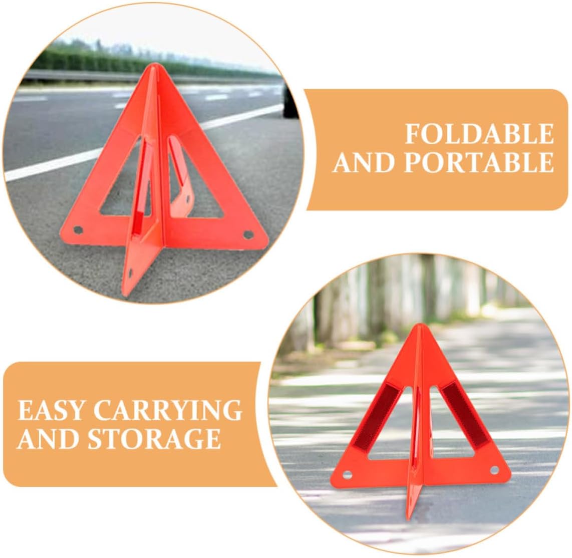 5pcs Reflective Roadside Emergency Warning Triangle for Vehicles, Red