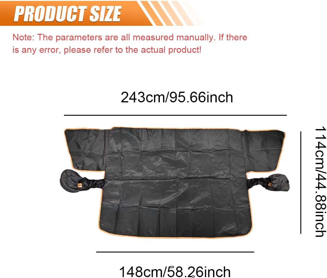 Magnetic Car Windshield Snow Cover, Windproof Car Sunshade with Elastic Strap & Hook, Automotive Windscreen Frost Cover, Winter Vehicle Side Window&Mirror Protector Accessories (Orange Eage)