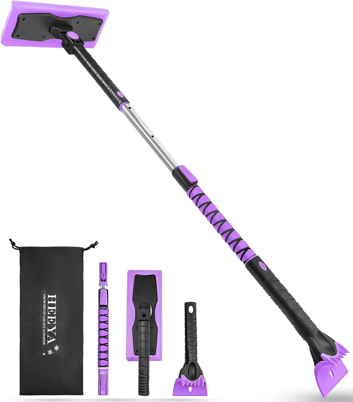 HEEYA 46.7 Inch Snow Broom with Scraper, Foam Snow Brush for SUV