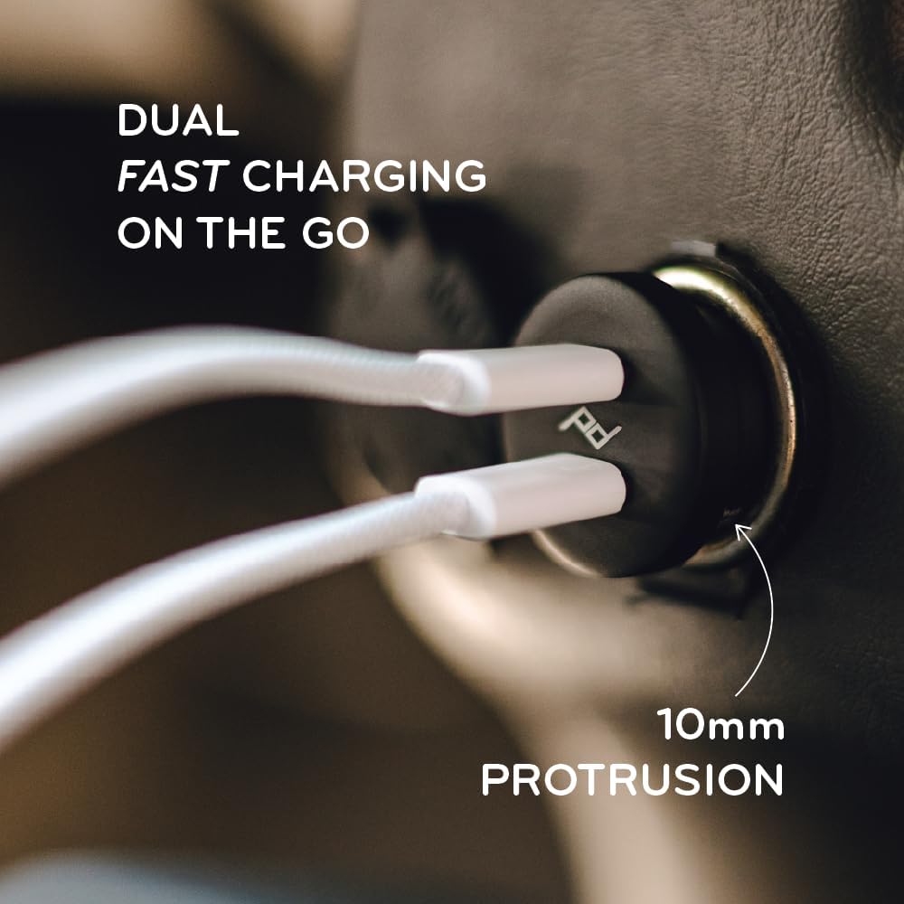 Peak Design Premium Dual USB-C Car Charger - 45W Total Output, Compact Metal Car Adapter, Fast Charging Compatible with iPhone, Android, Tablets & More - Low Profile Aluminum Build