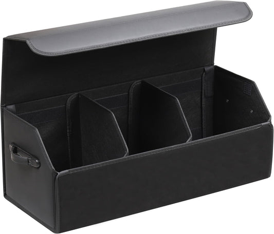 AUTOARK Leather Car Trunk Organizer,Durable Collapsible Adjustable Compartments Cargo Storage,Extra Large Capacity,AK-151