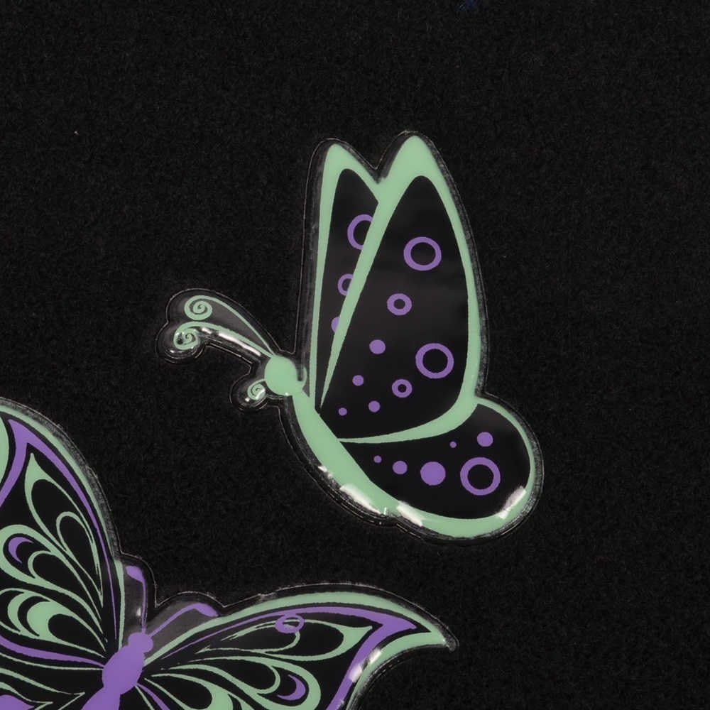 BDK Embossed Neon Purple & Green Butterflies Design Carpet Car Floor Mats for Auto Van Truck SUV-4 Pieces Front & Rear Full Set with Rubber Backing-Universal Fit