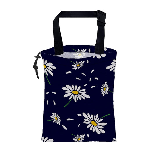 Car Garbage Bag Colorful Floral Spring Daisy Drawstring Car Trash Bag Hanging for Back Seat with Adjustable Buckle Canvas Vehicle Trash Can Easy-to-Install