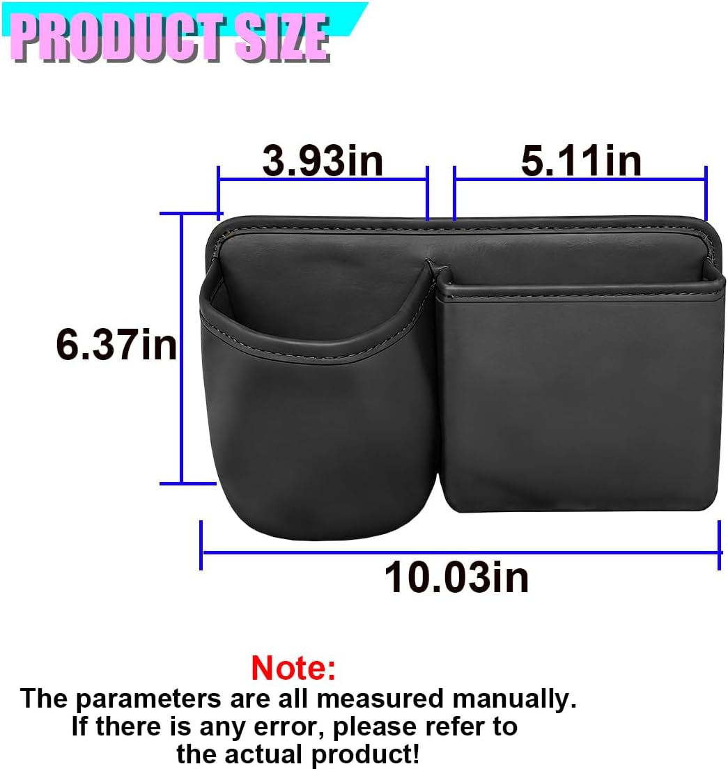 Car Side Door Organizer, Leather Auto Back Seat Storage Pouch with Cup Holder, Car Console Side Trash Can, Universal Vehicle Interior Organizer Pocket for Phone, Coin, Sunglasses (Black)