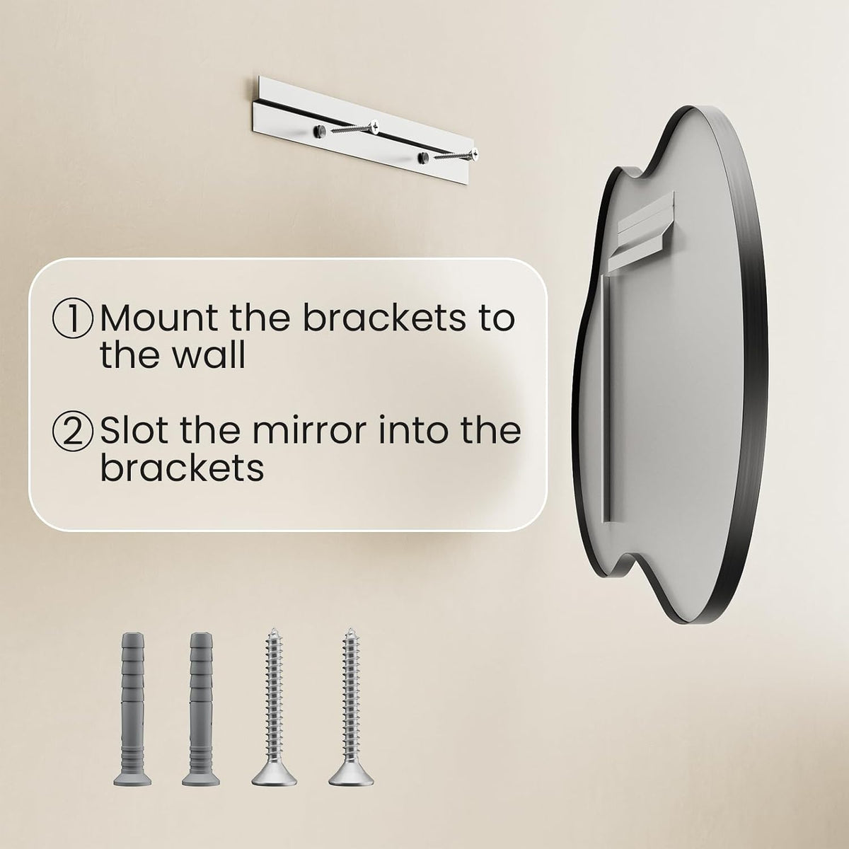 20”x 36” Irregular Wall Mirror, Asymmetrical Bathroom Vanity Mirror