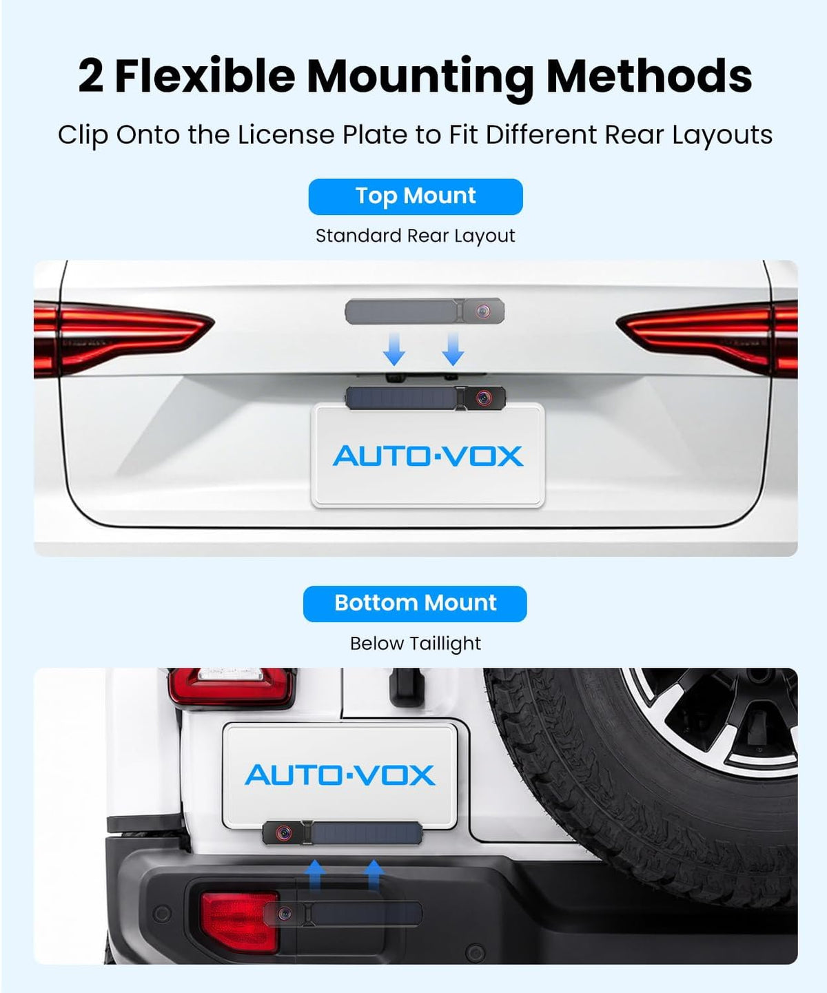 AUTO-VOX 2 Solar Wireless Backup Camera,16:9 1080P HD 6" Monitor