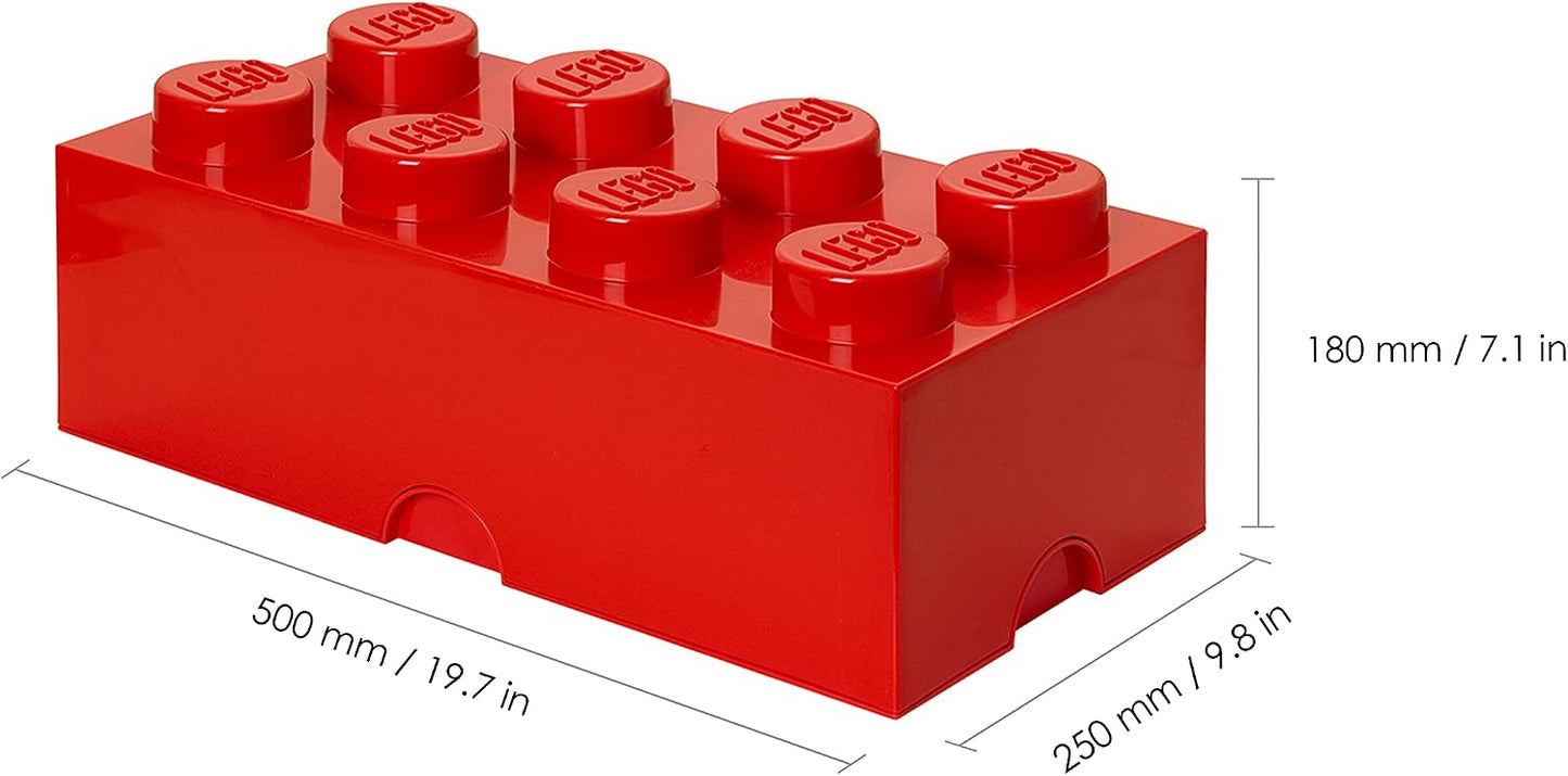 Room Copenhagen, LEGO Brick Box Stackable Storage Containers - Organizational Building Blockss - 19.69 x 9.84 x 7.09 Inches - Brick 8, Bright Red