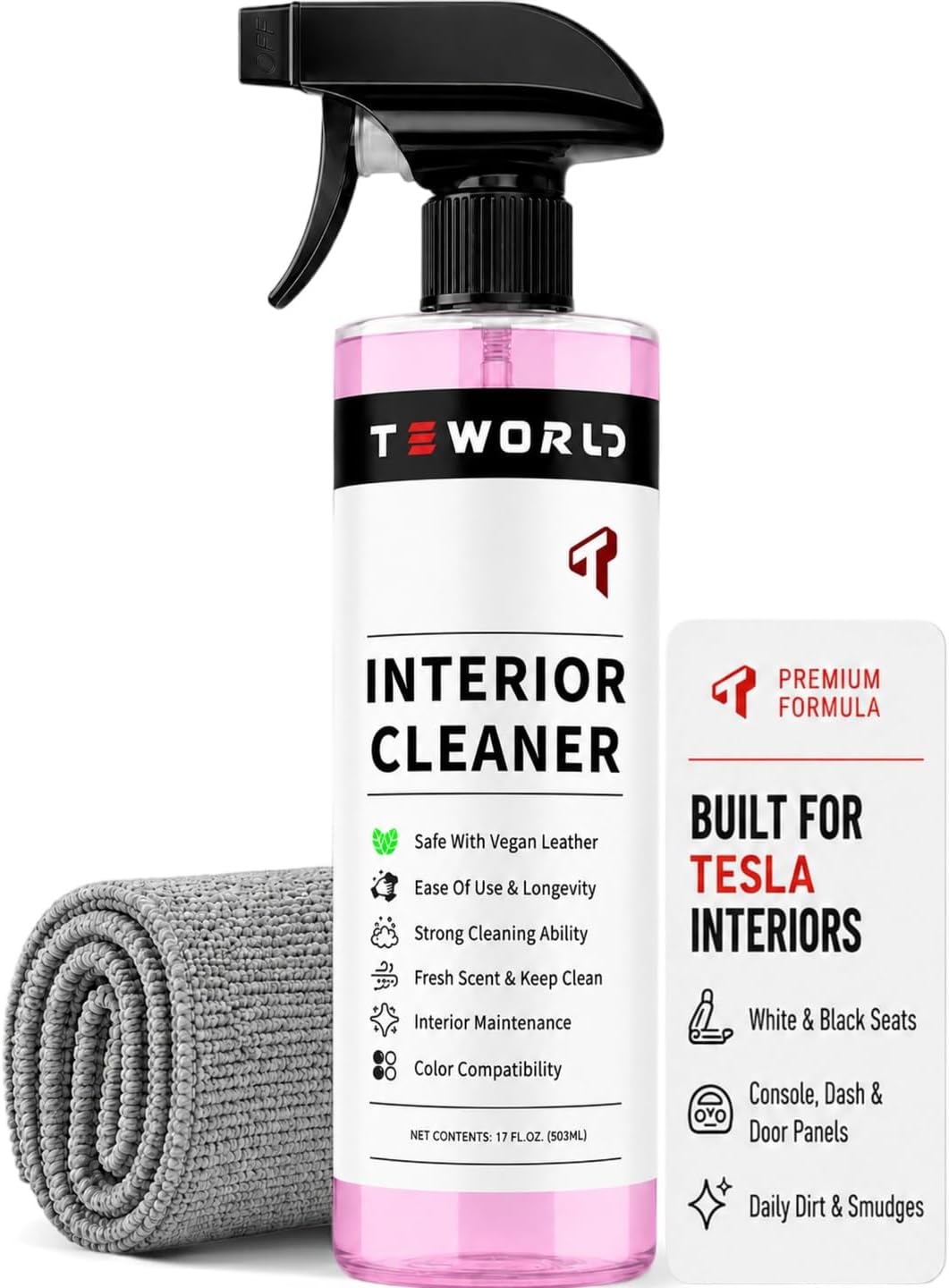 Tesla Seat Cleaner & Stain Remover, Tesla Interior Cleaner for White & Black Vegan Leather | Tesla Model Y Juniper Accessories 2026 & Tesla Model 3 Accessories, S/X/Cybertruck