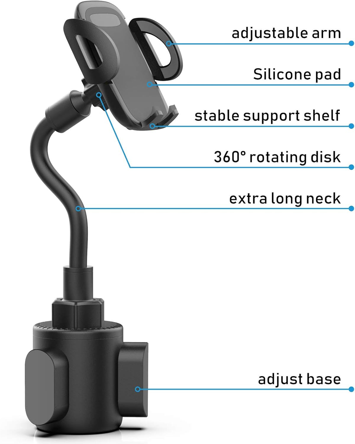 Phone Holders for Your Car, Adjustable Gooseneck Cup Car Phone Holder