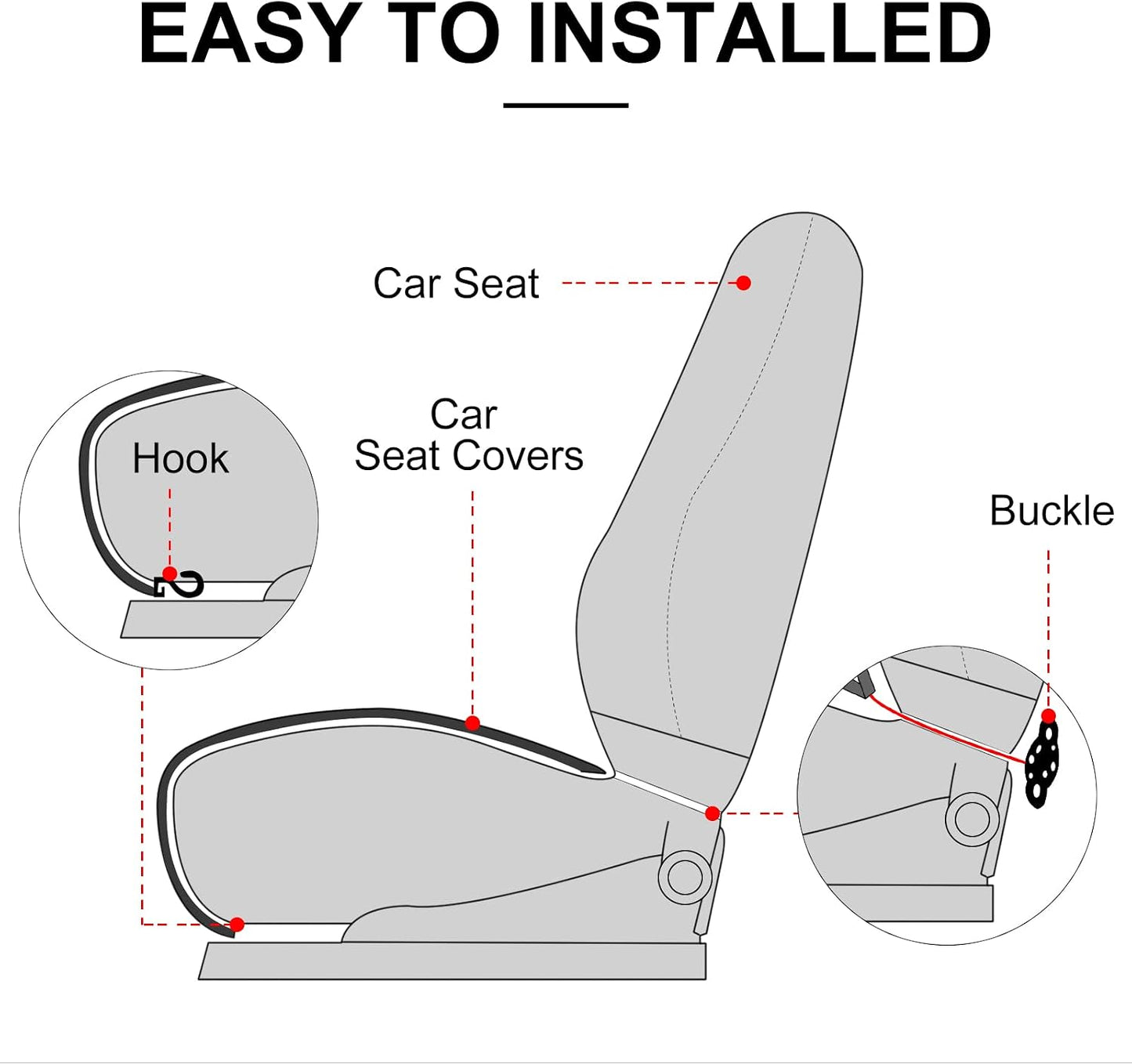 surpassme Comfortable Car Seat Covers Universal Front Seat Coves for Car Accessories with Storage Pockets, Padded Car Interior Covers for Automotive, SUV, Truck, and Van
