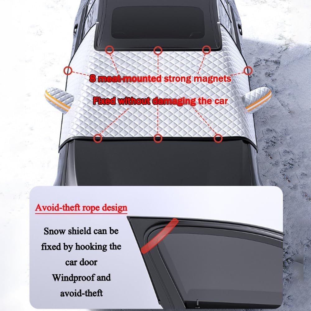 Car Windshield Snow Cover for Toyota Prius 30 Series 2009-2015, Thicken Car Windscreen Cover Winter Magnetic Windshield Frost Cover Side Window Rearview Mirror Protector,L