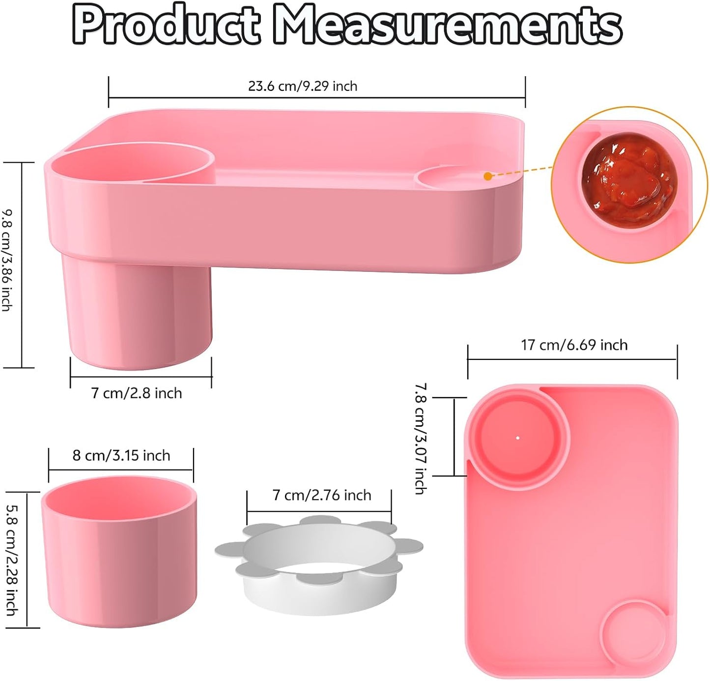 Car Seat Snack Tray for Kids Toddler Travel,Cup Holder Expander for Car,Toddler Travel & Road Trip Accessory for Mess-Free Snacking in The Car (Pink)