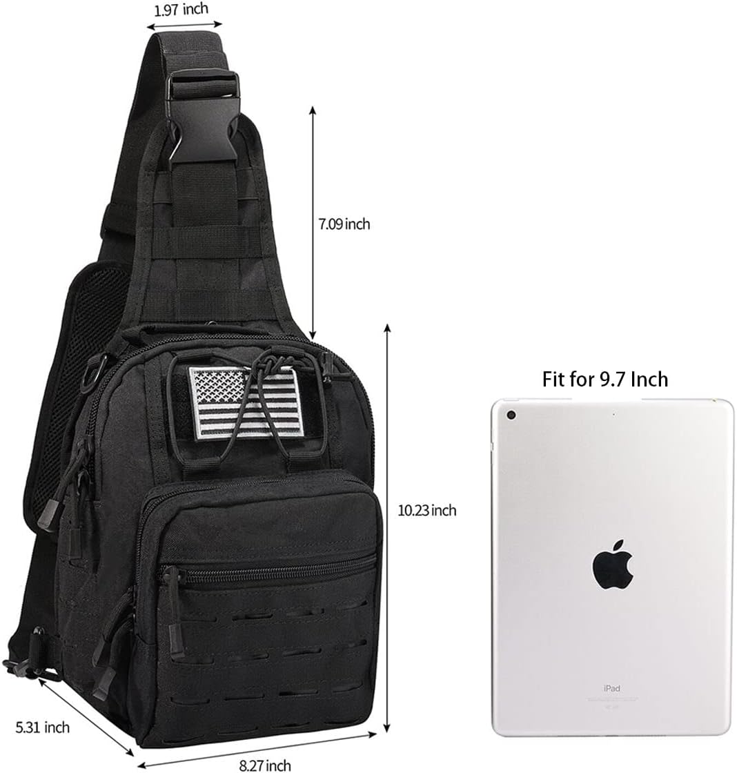 BOMTURN Tactical Backpack-1000D Waterproof Military Backpack/Laser-Cut/CCW Bags Sling Bag Tactical Satchel Shoulder Bag Men