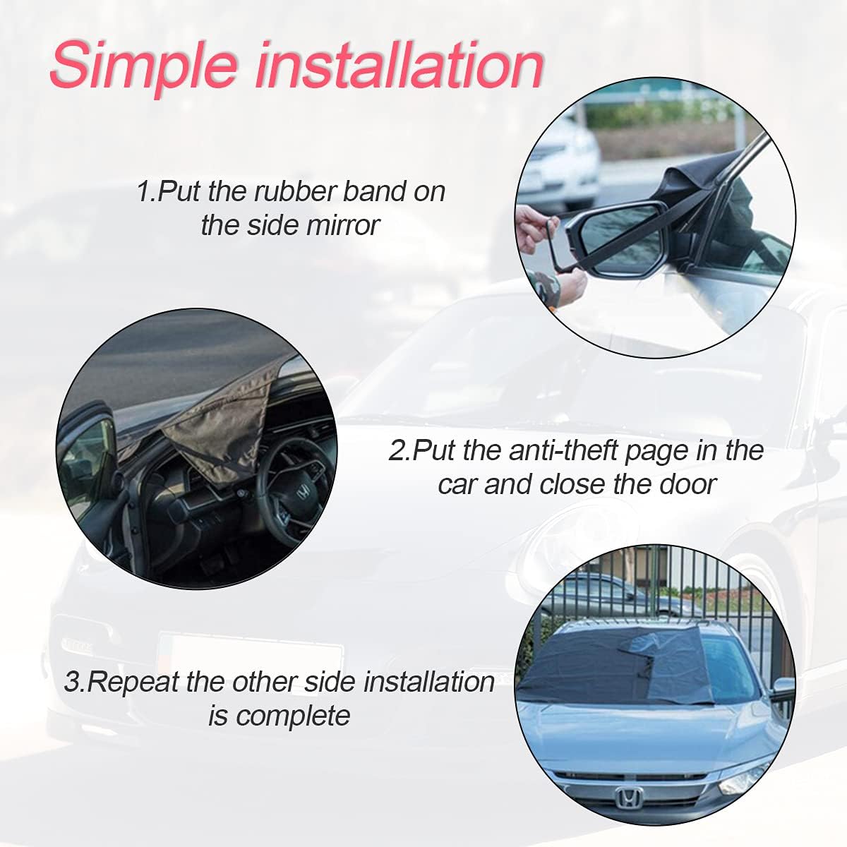 LoyaForba Car Magnetic Windshield Snow Cover for Ice, All Weather Application Windshield Cover, Snow and Wiper Protector for Most Cars, SUVs, Vans, Winter Car Front Window Accessories