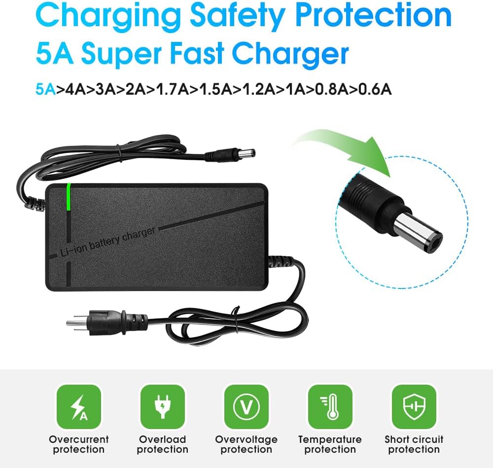 67.2V5A Charger with 6-in-1 Plug for 60V Lithium Battery Such as Car Truck Lawn Mower Boat Marine Batteries (67.2V5A-(6-in-1 Plug))