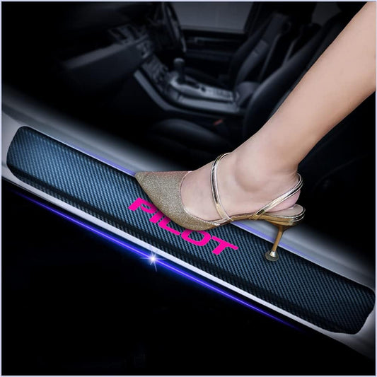4Pcs Car Door Sill Protector for Honda Pilot, Carbon Fiber Anti-Scratch Guard for Honda Pilot Accessories - Self-Adhesive Car Door & Sill Protector -Pink