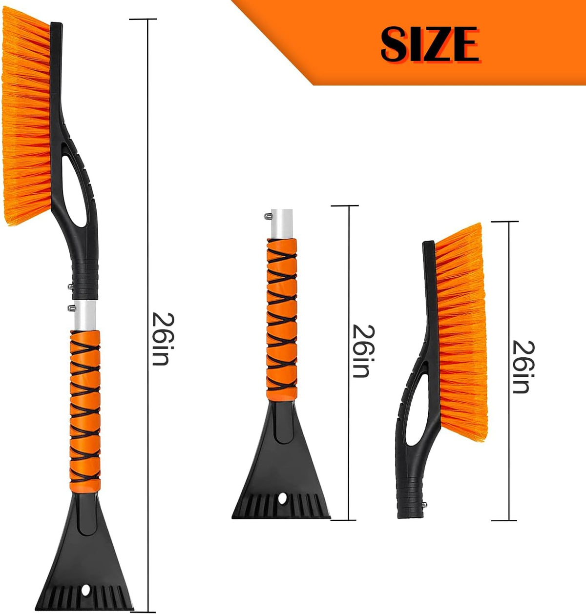 Snow Brush & Ice Scraper, 27 Inch, Ice Scrapers for Car Windshield, Detachable Snow Removal Tool with Ergonomic Foam Grip for Cars, Trucks, Suvs